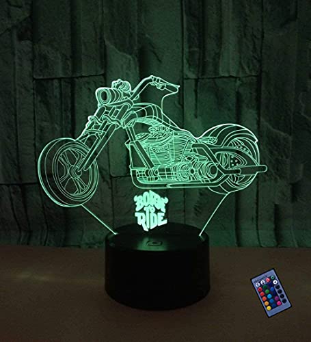 YTDZLTD Optische Täuschung 3D Motorrad Nacht Licht 16 Farben Andern Sich Fernbedienung USB-Strom Touch Schalter Dekor Lampe LED Lampe Tisch Kinder Brithday weihnachten Geschenk von YTDZLTD