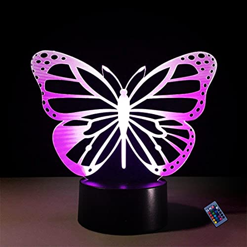 Optische Täuschung 3D Schmetterling Nacht Licht 16 Farben Andern Sich Fernbedienung USB-Strom Touch Schalter Dekor Lampe LED Lampe Tisch Kinder Brithday weihnachten Geschenk von YTDZLTD