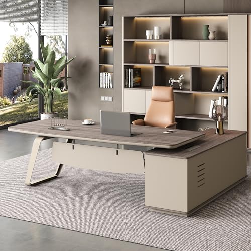 Moderner Chefschreibtisch in L-Form mit 180,3 cm seitlichem Aktenschrank – geräumiger großer Cheftisch aus Tannenholz mit abschließbarer Schublade, ideal für Heimbüro-Möbel und kleine Räume Moderner Chefschreibtisch in L-Form mit 180,3 cm seitlichem Aktenschrank – geräumiger großer Cheftisch aus Tannenholz mit abschließbarer Schublade, ideal für Heimbüro-Möbel und kleine Räume von YTElantivo