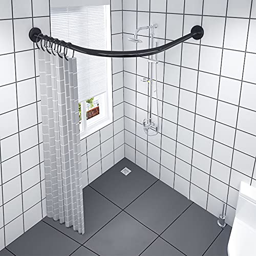 YTGH Ausziehbare Duschvorhangstange L Form Ohne Bohren Ecke Eckduschstange Aus Edelstahl,Duschvorhangstange Rund Für Eckbadewanne Kein Durchhängen,B,60~80×80~120 cm von YTGH