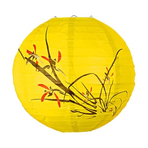 12-Zoll-Papierlaternenlampen, chinesische runde Papierlaterne mit Metallrahmen, hängende Laternen, tragbare chinesische Papierlaternen, Dekorationen(Geel) von YTGHBIML