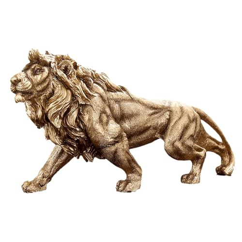 YTGHBIML Skulptur Deko Große Statue Goldener Löwe Harz Skulpturen Luxus Kunst Figur für Premium Schreibtisch Regal Dekor Kreative Tier Statue Skulptur tolles Geschenk von YTGHBIML