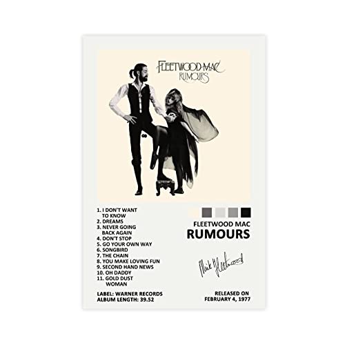 Fleetwood Mac Rumours Musikalbum-Cover, signiert, limitierte Poster, Leinwand, Poster, Schlafzimmer, Dekoration, Sport, Landschaft, Büro, Raumdekoration, Geschenkrahmen: 30 x 45 cm von YTGMO