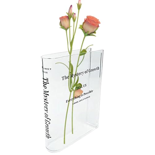 Klare Buchblume Vase, Buchform Blumenvase - Ästhetische Acrylvase | Einzigartige Blumenvase für niedliche Bücherregal Moderne Vase -Ästhetik -Raumation von YTGOCN