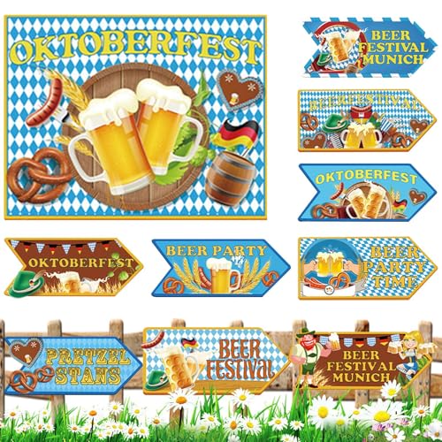 Oktoberfest Wegweiser - Festival Wegweiser Gartenzeichen Deko | Kippsichere Holzdekoration Für Rasen Garten Outdoor Fest Party von YTGOCN