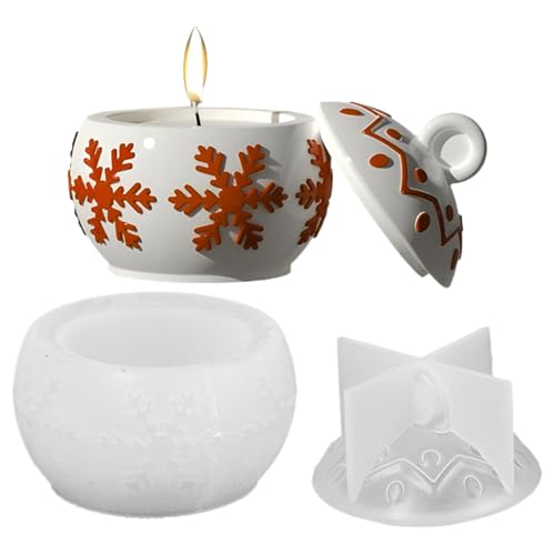 Silikon Weihnachtsformen Mit Deckel - Weihnachtsbonbonglas Form Mit Schneeflocken Design,Wiederverwendbare Form Für Kunsthandwerk Kerzenhalter Schmuckkasten Präsentation Zuhause von YTGOCN