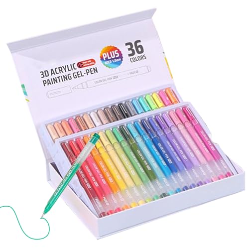 YTGOCN Acryl Gelstifte Zum Ausmalen - Textilmarker | 1 mm Spitze Malstift Mit Glitzer Für Stoff Glas Keramik Erwachsene Kinder Kunst Basteln Scrapbooking Schule Kreativprojekte von YTGOCN
