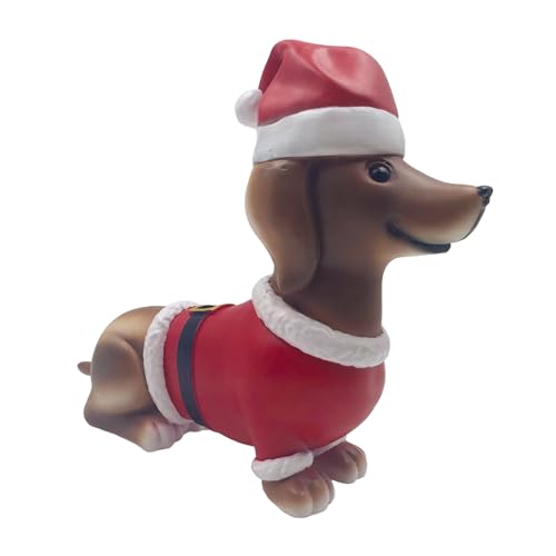 YTGOCN Dackel Deko Figur - Kunstharz Niedlicher Weihnachtsdackel | Hundefiguren Für Garten Bad Büro Schreibtisch Nachttisch Eingangsbereich Kinderzimmer Dekoration von YTGOCN
