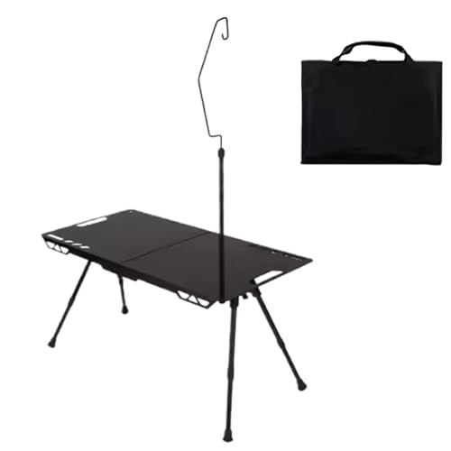 YTGOCN Klappbarer Campingtisch,Klappbarer Picknicktisch Mit Kochbereich & Tragergriff | Höhenverstellbarer Outdoor-Tisch Mit Lichthalter Für Garten Balkon BBQ Terrasse von YTGOCN