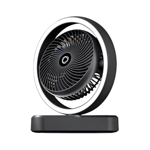 YTGOCN Kompakter Tischventilator | Schreibtischventilator mit Nachtlicht - Leises, wiederaufladbares Kühlgerät mit 3 Geschwindigkeitsstufen und Oszillationsfunktion für von YTGOCN