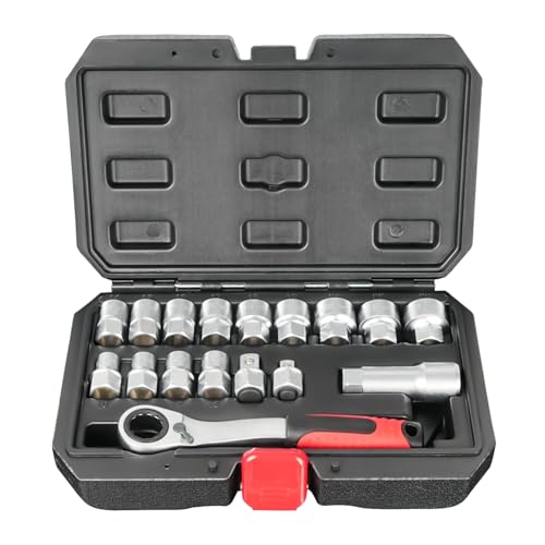 YTGOCN Ratsche Steckschlüssel Set,Mechaniker Werkzeugkasten - Kompaktes Kit Für Fahrzeugwartung Und Elektroinstallation von YTGOCN