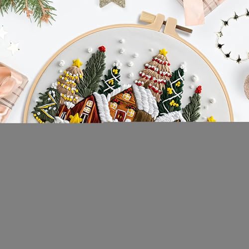 YTGOCN Weihnachten Stickerei | Stickerei-Set Für Weihnachtsdekoration | Kunstwerk Mit Fäden Und Nadeln Für Anfänger Frauen Und Kinder | Schreibtisch Büro Geburtstag Feiertag Party Kunstprojekte von YTGOCN