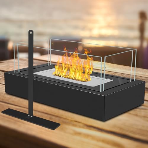 YTHFGRT Tisch-Feuerstelle für den Innenbereich, verbesserte Tisch-Feuerstelle mit vierseitigem Glas, tragbarer Ethanol-Kamin mit gemütlichem Ambiente, Indoor-Feuerstelle, Tischplatte als Geschenk für von YTHFGRT