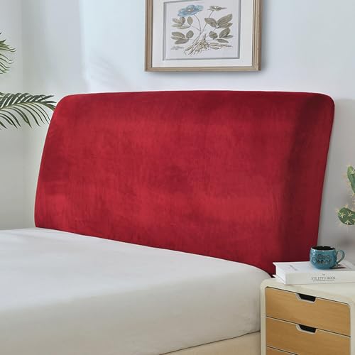 Kopfteilbezug für Stretchbett aus Samt, elastischer Staubschutz, für Betten mit einer Länge von 120-215 cm (47-85 Zoll), 65 cm (25,6 Zoll) H (Größe: 59"-65"/150-165 cm, Farbe: Rot) von YTIAMO