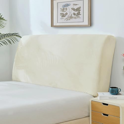 Kopfteilbezug für Stretchbett aus Samt, elastischer Staubschutz, für Betten mit einer Länge von 120 – 215 cm (47 - 85 Zoll), 65 cm (25,6 Zoll) H (Größe: 71 - 77 Zoll/180 – 195 cm, Farbe: Beige) von YTIAMO