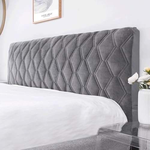 Plüsch Verdickt Bett Kopfteil Für volle Königin Cal Kingsize(Größe: 150cm(59"),Farbe: Dark Grey) von YTIAMO