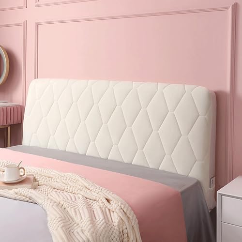 YTIAMO Dicker Plüsch-Kopfteilbezug für Queen-Size-Bett, gesteppt, staubdicht, mit Seitentaschen, waschbarer, weicher Schonbezug für Schlafzimmerdekoration (Größe: 200 cm, Farbe: Beige) von YTIAMO