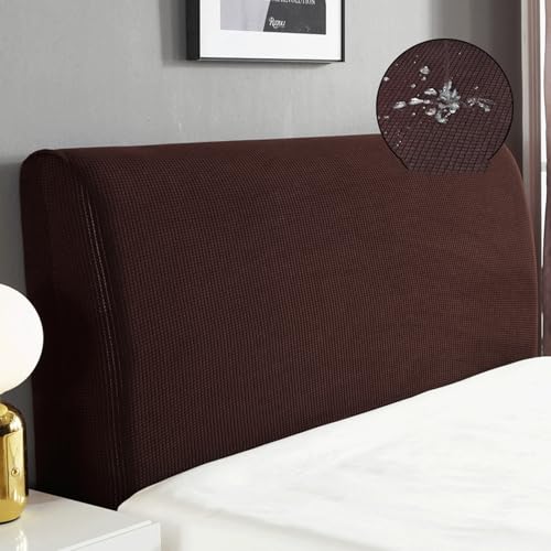 YTIAMO Kopfteilbezug, wasserdicht, ausziehbar, rutschfester Schutz, weiches Polyester-Spandex-Gewebe, einfache Anpassung für die Dekoration (Größe: 220 cm, Farbe: dunkler Kaffee) von YTIAMO