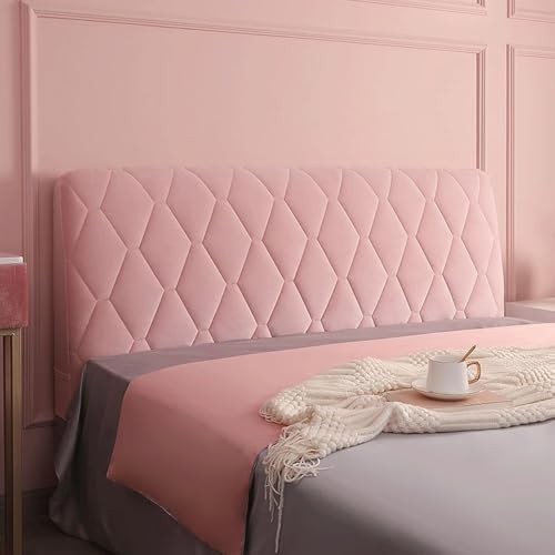 YTIAMO Plushenced Sheadboard Cover für Plüschbetten für gesteppte Tasche, staubdichter Schutz mit Seitentaschen, weiche Schlupfabdeckung für Waschbecken (Größe: 210 cm (83 Zoll), Farbe: Rosa) von YTIAMO