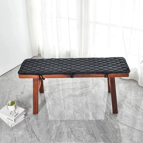YTIAMO Sitzpolster aus Samt, warmes Sitzpolster für den Winter, ohne Verrutschen, für Holzbänke im Innen- und Außenbereich, rechteckiger Stuhlteppich (Größe: 25,4 x 78,7 cm, Farbe: Schwarz) von YTIAMO