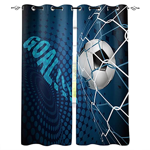 Fußball-Design, Fußball, Moderne Verdunkelungsvorhänge für Wohnzimmer, Schlafzimmer, Fensterdekoration, Kindervorhänge und Vorhänge, 2 x H 225 x B 137 cm, Ösenvorhänge von YTITILUCK