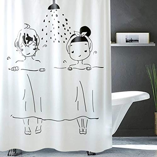 YTITILUCK Men&Women Duschvorhänge Illustration Wasserdichter Duschvorhang Weiß Toilettentrennwand Badezimmervorhang mit Haken 170x170cm Square-Duschvorhang von YTITILUCK