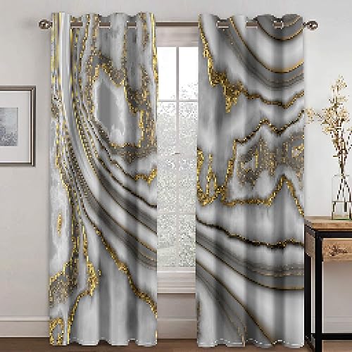 YTITILUCK Realistischer Marmor-Textur-3D-Digitaldruck-Vorhang für Wohnzimmer, Schlafzimmer, Polyester-Vorhang, 2 Paneel-Sets, 2 x H242 x B132 cm, Fenstervorhänge von YTITILUCK