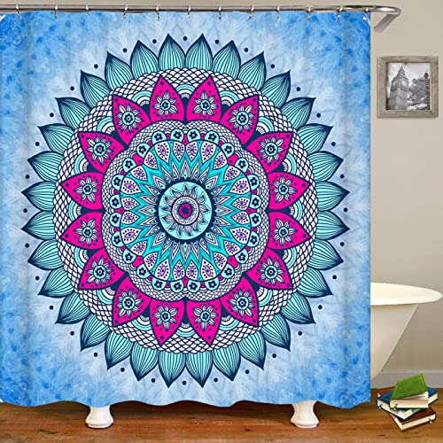 YTITILUCK Verschiedene indische Mandalas 3D-Druck Duschvorhang Polyester Badezimmer Duschvorhang Wohnkultur mit Haken 105 x 220 cm (B x L) extra Langer Duschvorhang von YTITILUCK