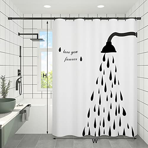 YTITILUCK Wasserdichter Duschvorhang, weißer Polyester-Badevorhang mit Haken, Badewannen-Trennvorhang, Badezimmer-Dekorationswand, 135 x 220 cm (B x L), extra Langer Duschvorhang von YTITILUCK