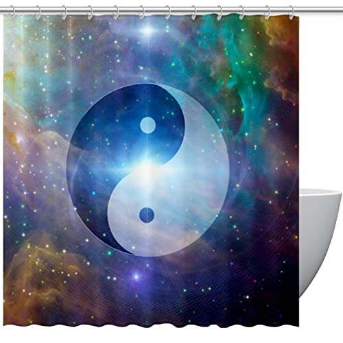 YTITILUCK Yin-Yang-Duschvorhang für Badezimmer, Boho, buntes Muster, Kunst, wasserdichtes Bad-Duschvorhang-Set mit Haken, 100 x 160 cm (B x L), Bad-Duschvorhang von YTITILUCK