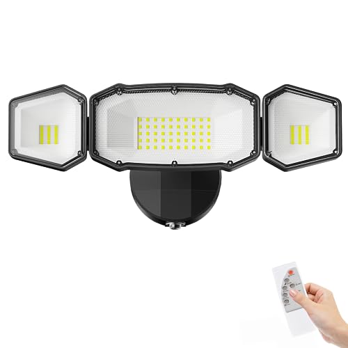 LED Strahler Außen 50W mit Tageslichtsensor, 5000LM Abenddämmerung Bis Zum Morgengrauen Scheinwerfer, 5000K Kaltweiß LED Fluter Dimmbar mit Fernbedienung, Wasserdicht Flutlicht für Garten, Hof, Garage von YTKIH