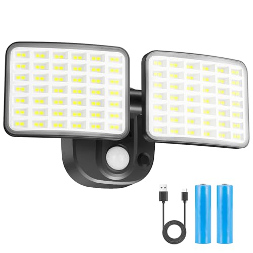 YTKIH Wiederaufladbare, Batteriebetrieben Aussenlampe mit Bewegungsmelder(1-3 Monate Dauer) 1000&2500LM LED Strahler Außen USB Aufladen außenlampe mit bewegungsmelder für Garage Garten Hof Haustüren von YTKIH