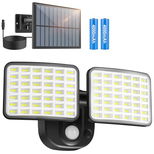 YTKIH Wiederaufladbare Sicherheitsleuchte 3 Monate Ausdauer, Solar-Sensor Outdoor-Licht unterstützt Solar-und USB-Ladung, 3000LM Solar-Flutlicht für Outdoor/Indoor-Einsatz von YTKIH