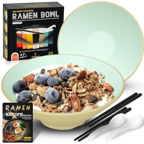 Plastik Ramen Schüssel Set 2 Sets - 20oz Japanische Suppenschüssel Geschirr - Mit Essstäbchen Löffel Rezepte Rührschüsseln Für Nudeln Salate Müsli Geschenke Für Männer Und Frauen Im Neuen Zuhause von YTLEMON