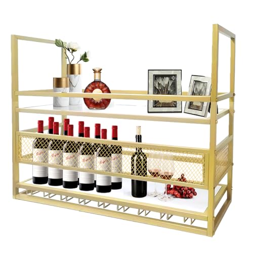 YTLEMON 2-Stöckiges Decken-Weinregal (Gold, 100CM) von YTLEMON