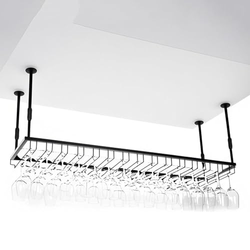 YTLEMON Wand-Weinregal mit Glashalter, schwarzer Metall-Flaschenhalter, multifunktionales Weinregal (60cm) von YTLEMON
