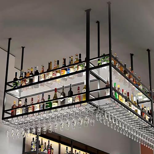 YTLEMON Weinregal aus Acryl mit LED-Licht, Industrial Style Floating Bottle Rack (150cm) von YTLEMON
