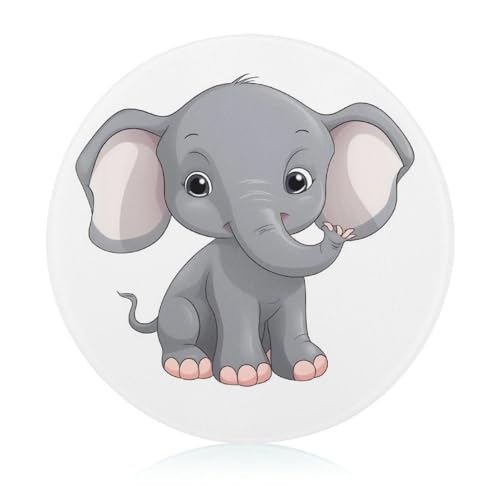 Schneidebrett aus gehärtetem Glas, niedlicher Cartoon-Elefant, bedruckt, Schneideblock, kratzfest, hitzebeständig, bruchsicher, 20 cm von YTLKGFP