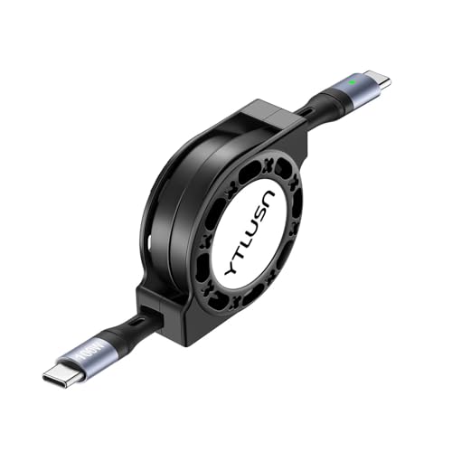 YTLUSN Einziehbare 100W USB C auf USB C Kabel 1.2M LED USB C Kabel 5A Schnellladekabel, Typ C auf Typ C Ladekabel, USB C Kabels für iPhone16/15/Pro/Plus/Pro Max iPad MacBook Galaxy (1) von YTLUSN