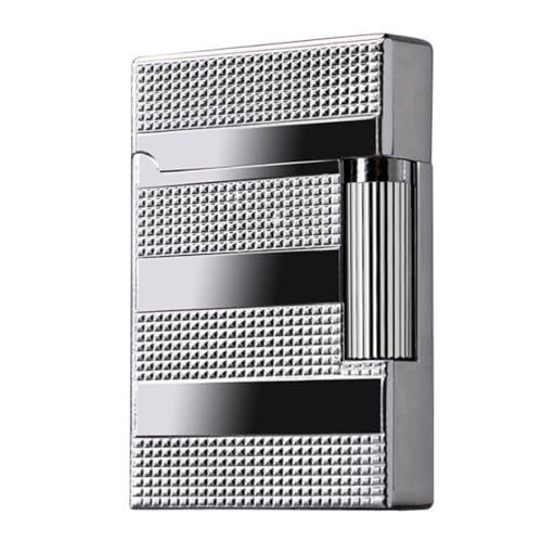 (Ohne Butan) Luxus Metall Flint Butan Feuerzeug Strukturiertes Muster Silber Chrom Finish von YTMY