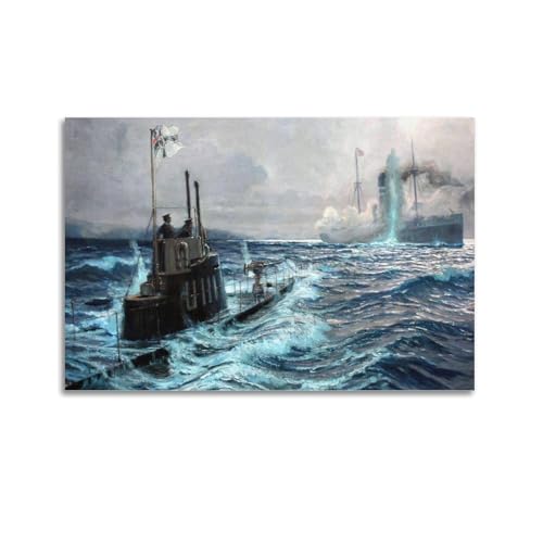 YTNSA U-111 Vintage-U-Boot-Poster, dekoratives Gemälde, Leinwand, Wandposter und Kunstdruck, modernes Familienschlafzimmer, Dekoration, Poster, 40 x 60 cm von YTNSA