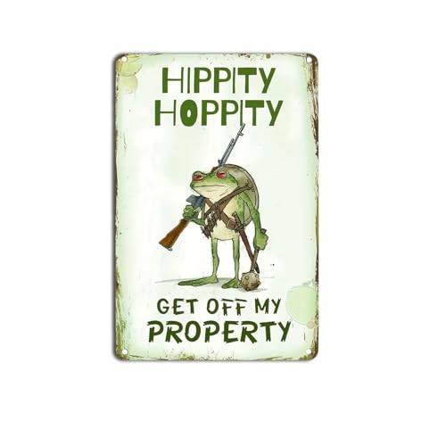 Hippity Hoppity Get Off My Property Frosch No Tresspassing Neuheit Schild Retro Blechschilder Vintage Metallschild Regeln Warnschild Bar Cafe Garage Wanddekoration Vintage 20,3 x 30,5 cm Hippity Hoppity Get Off My Property Frosch No Tresspassing Neuheit Schild Retro Blechschilder Vintage Metallschild Regeln Warnschild Bar Cafe Garage Wanddekoration Vintage 20,3 x 30,5 cm von YTOMEAT