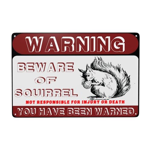 Metall-Blechschild "Beware Of Squirrel", Warnschild, Sicherheitsschilder für Zuhause, Outdoor, Garten, 20,3 x 30,5 cm von YTOMEAT