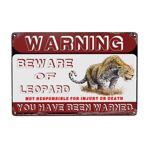 Metallschild "Beware Of Leopard", Warnschild, Sicherheitsschilder für Zuhause, Outdoor, Garten, 20,3 x 30,5 cm von YTOMEAT