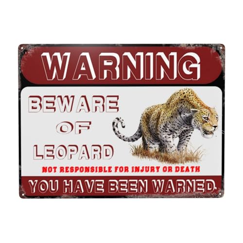 Metallschild "Beware Of Leopard", Warnschild, Sicherheitsschilder für Zuhause, Outdoor, Garten, 40,6 x 30,5 cm von YTOMEAT