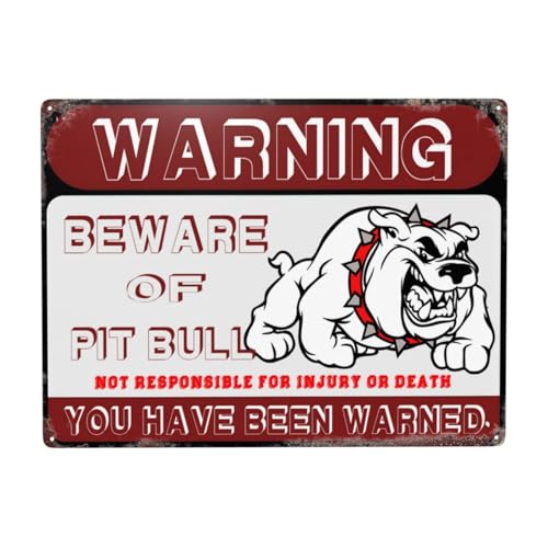 Metallschild "Beware Of Pit Bull", Warnschild, Sicherheitsschilder für Zuhause, Outdoor, Garten, 43,8 x 30,5 cm von YTOMEAT