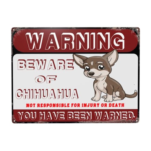 Metallschild mit Aufschrift "Beware Of Chihuahua", 43 x 30 cm von YTOMEAT