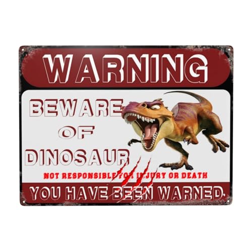 Metallschild mit Aufschrift "Beware Of Dinosaurier", 43,8 x 30,5 cm Metallschild mit Aufschrift "Beware Of Dinosaurier", 43,8 x 30,5 cm von YTOMEAT