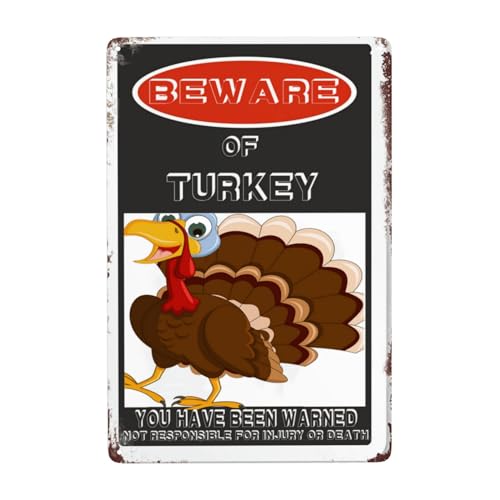 Schild mit Aufschrift "Beware Of Turkey", 30,5 x 20,3 cm, rostfrei, Warnschilder, vorgebohrte Löcher für einfache Montage im Freien, für Zauntür oder Tor Schild mit Aufschrift "Beware Of Turkey", 30,5 x 20,3 cm, rostfrei, Warnschilder, vorgebohrte Löcher für einfache Montage im Freien, für Zauntür oder Tor von YTOMEAT