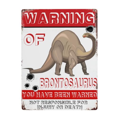 Warnschild "Beware Of Brontosaurus", 30,5 x 43,7 cm, rostfrei, Warnschilder mit Vorgebohrten Löchern für einfache Montage im Freien, für Zauntür oder Tor Warnschild "Beware Of Brontosaurus", 30,5 x 43,7 cm, rostfrei, Warnschilder mit Vorgebohrten Löchern für einfache Montage im Freien, für Zauntür oder Tor von YTOMEAT